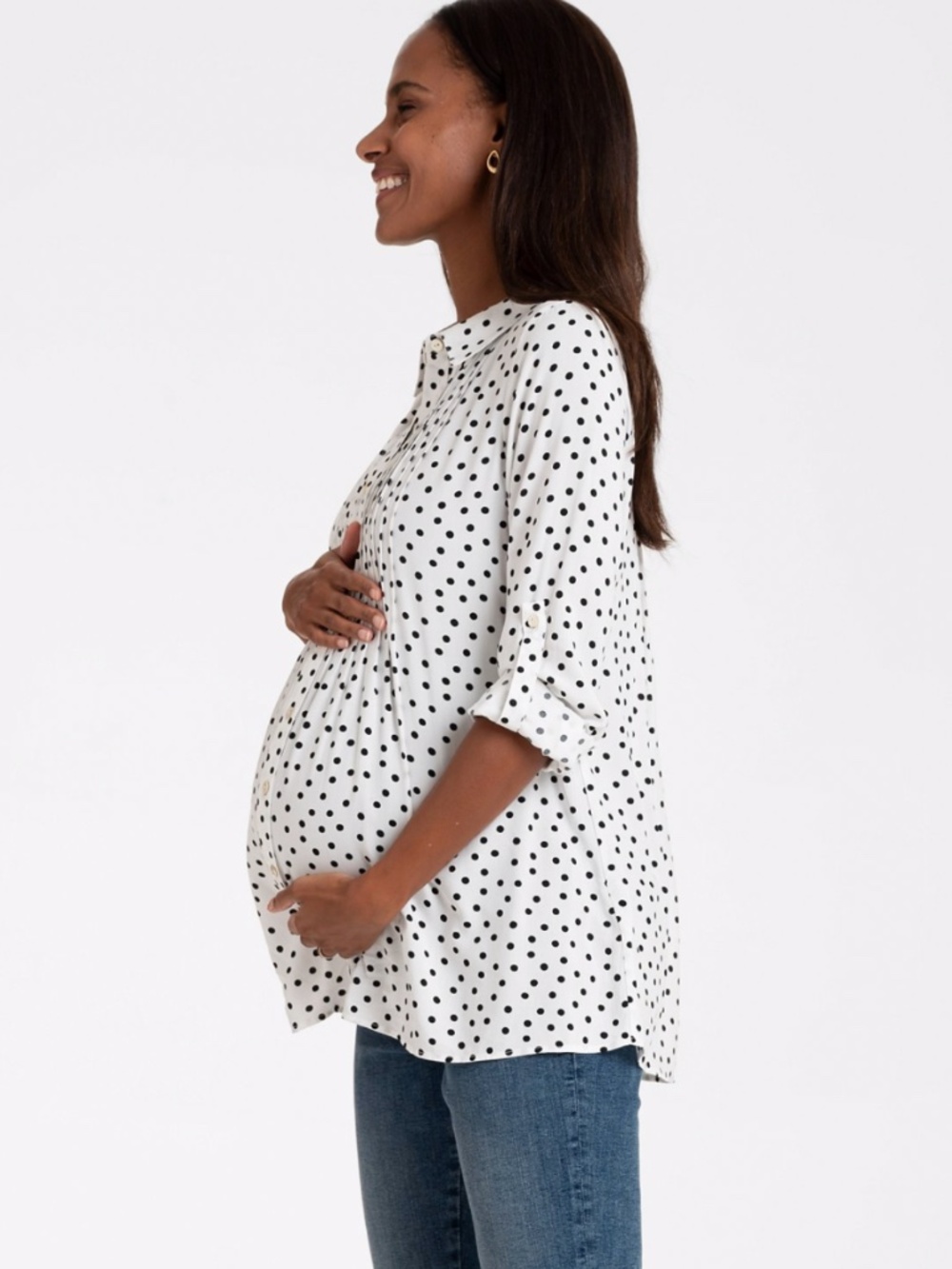 (35) NEW Seraphine Dotty Woven Maternity Top 6 - Picture 8 of 17